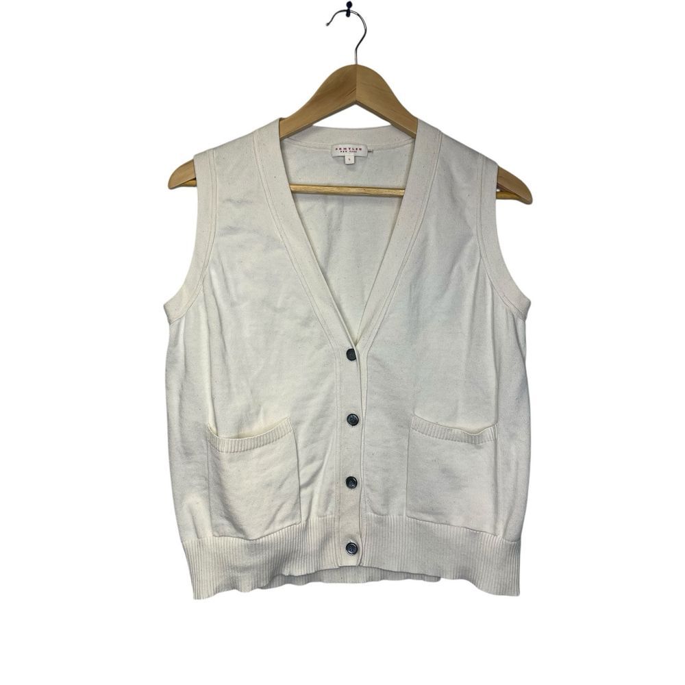 Demylee Norah Vest Natural Cream Large Cotton Pockets Buttons